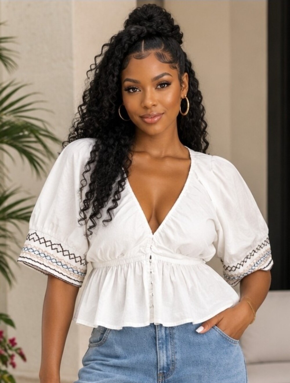 NEW!!!! Free People Where We Meet Smocked Blouse, Sz XL